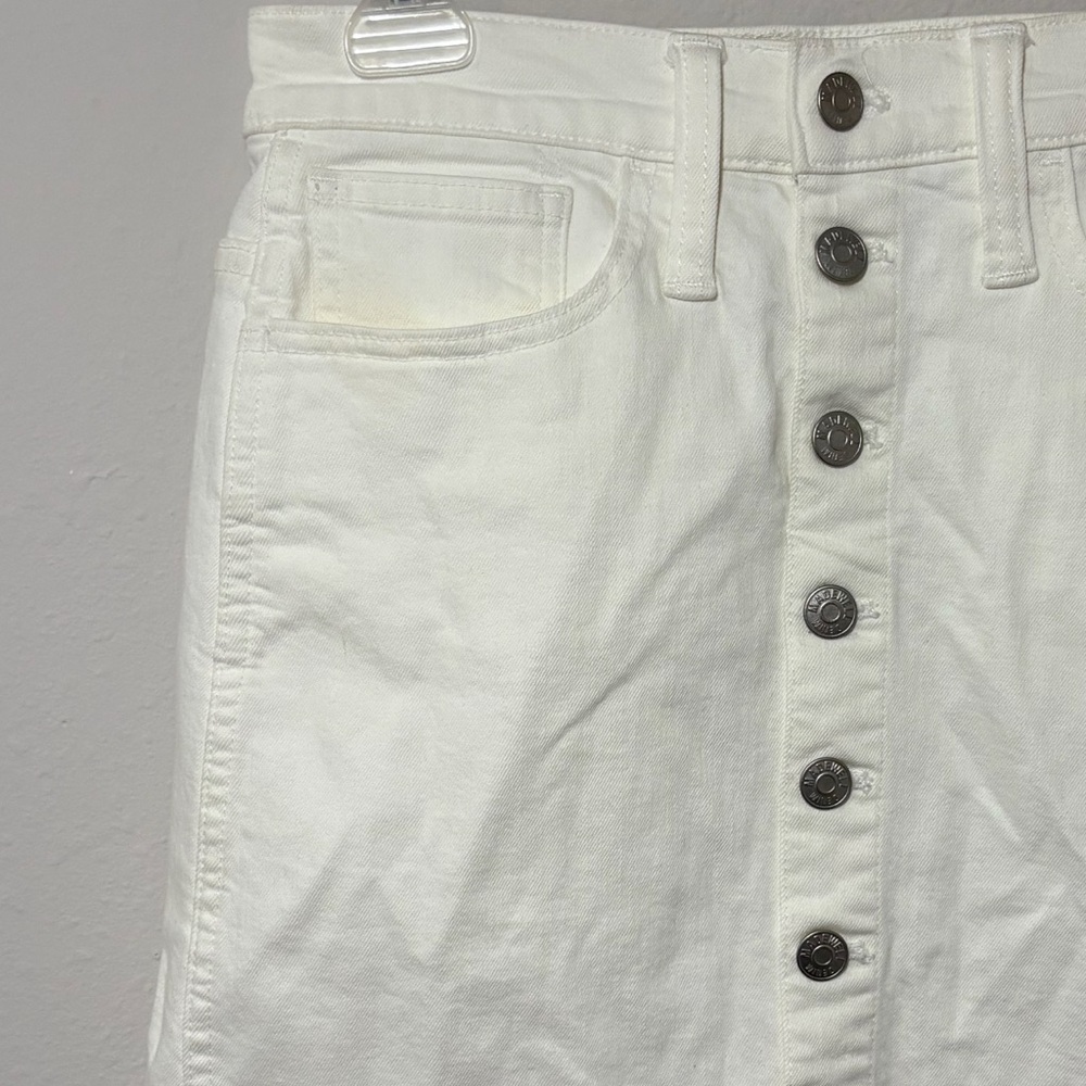 Madewell White Denim Button-Front Mini Skirt | Size 2 - Picture 4 of 10